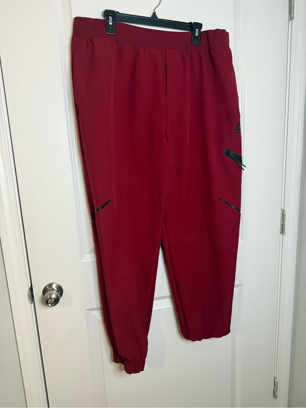 Reebok Men's Burgundy Athletic Joggers with Zip Pockets